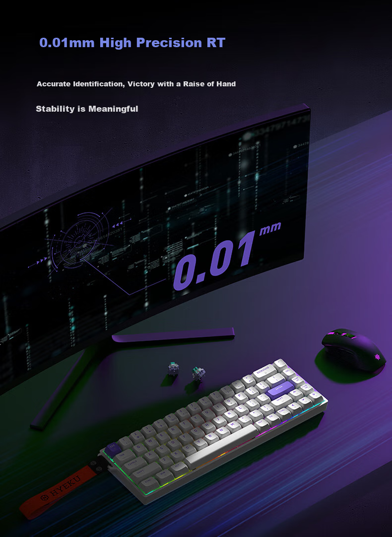 Игровая клавиатура Hyeku BOX68HE с магнитными переключателями, полноклавишная горячая замена, 8K, белая