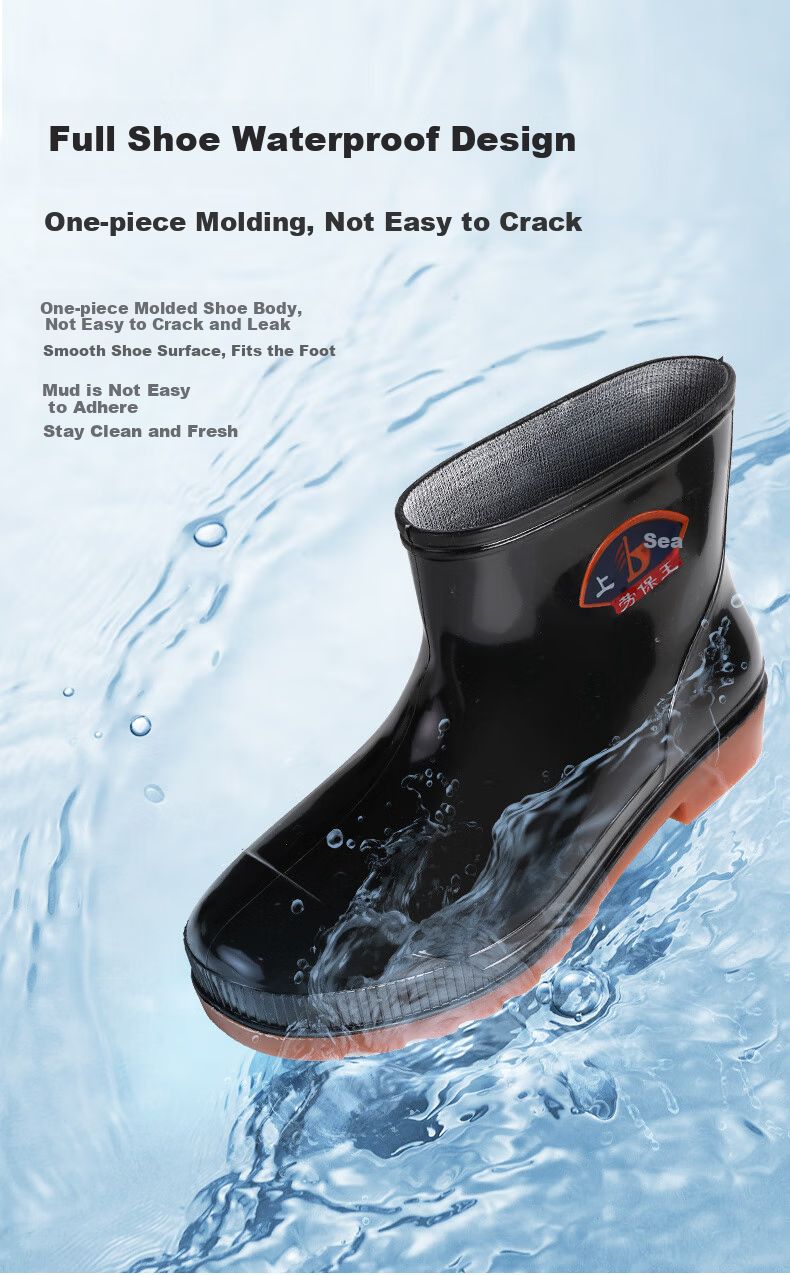 Мужские резиновые сапоги FOOTOPPO, водонепроницаемые, высокие, для улицы, размер 44, черный