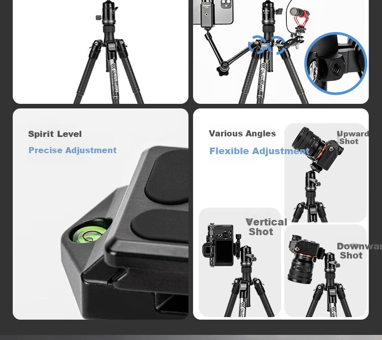 Штатив Fotopro Air Three Mini, портативный, из углеродного волокна, с зажимом для телефона