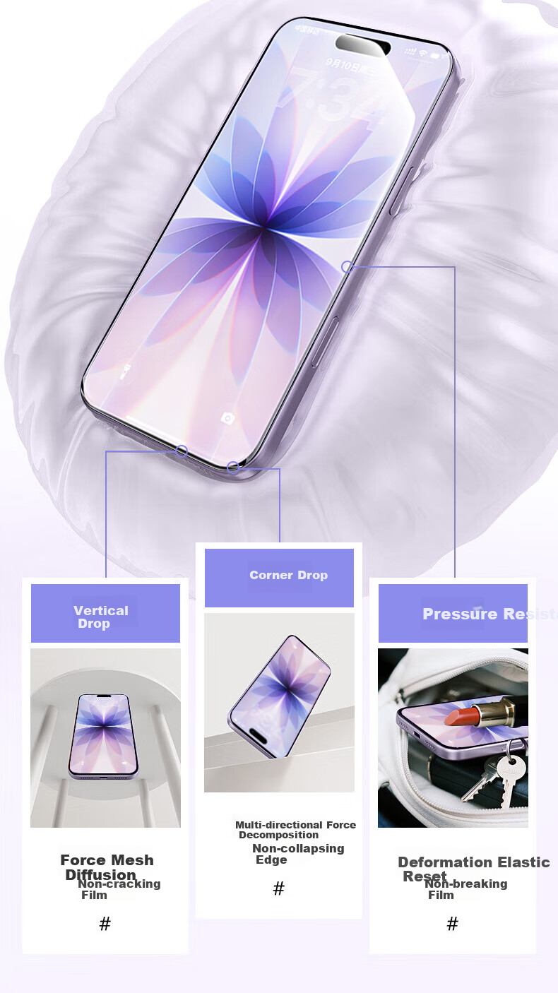 Защитное стекло DIVI AR Corning для Apple iPhone 17, ультратонкое, противоударное, антибликовое, с защитой от отпечатков пальцев, полное покрытие, 1 шт.