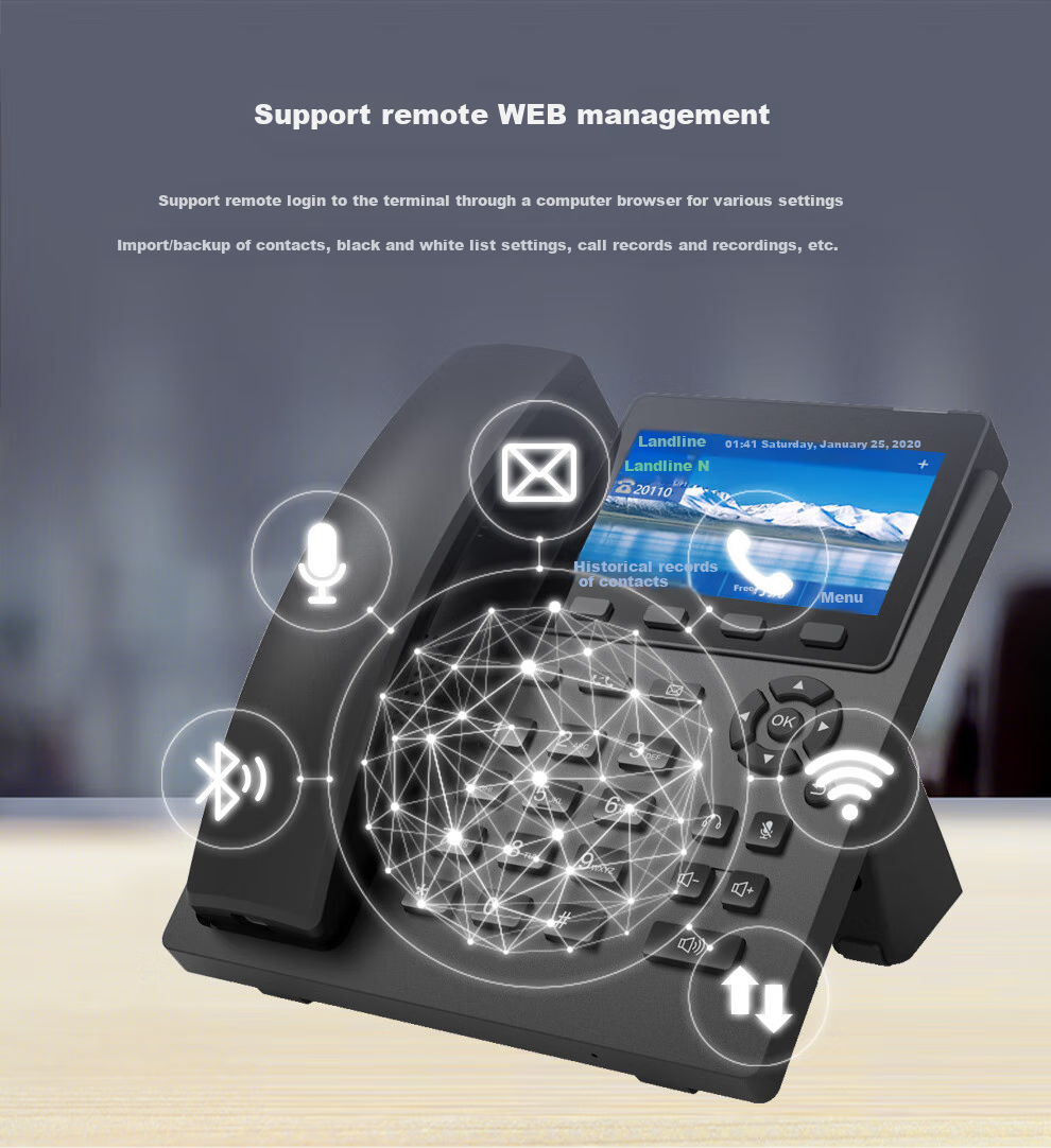 IP-телефон Yijiatong IP208, Android, 4.3-дюймовый цветной экран, 8 ГБ, черный