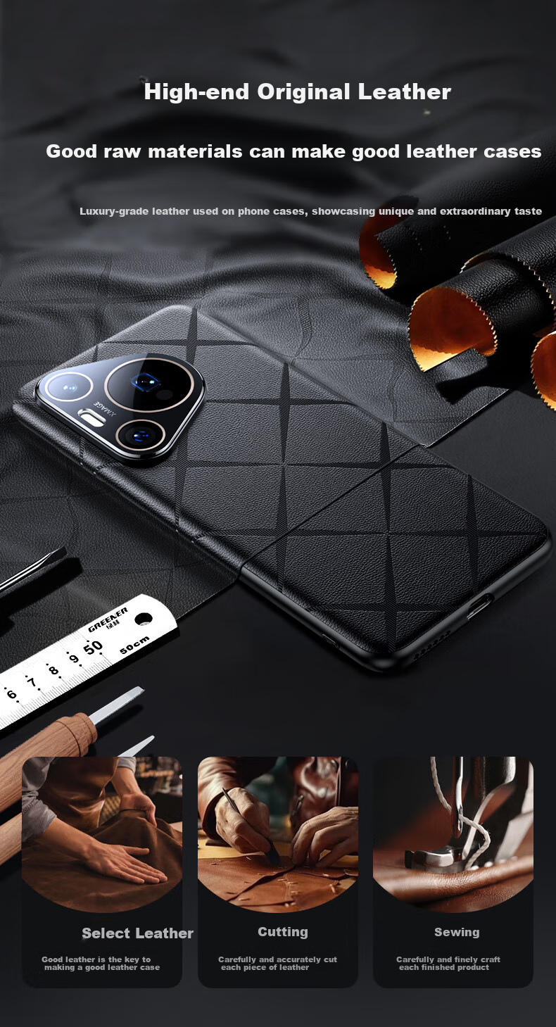 Чехол для Huawei Pura70 Pro/Pro+ DIVI, из натуральной кожи, с защитой от падений, ультратонкий, черный