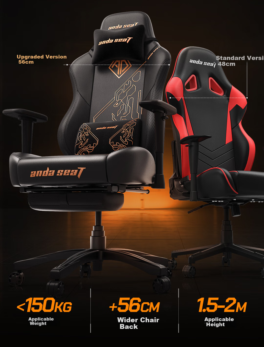 Игровое кресло AndaseaT, компьютерное кресло, эргономичное офисное кресло, трон Бога Войны, кресло с тигриной головой, черное (версия с подставкой для ног)