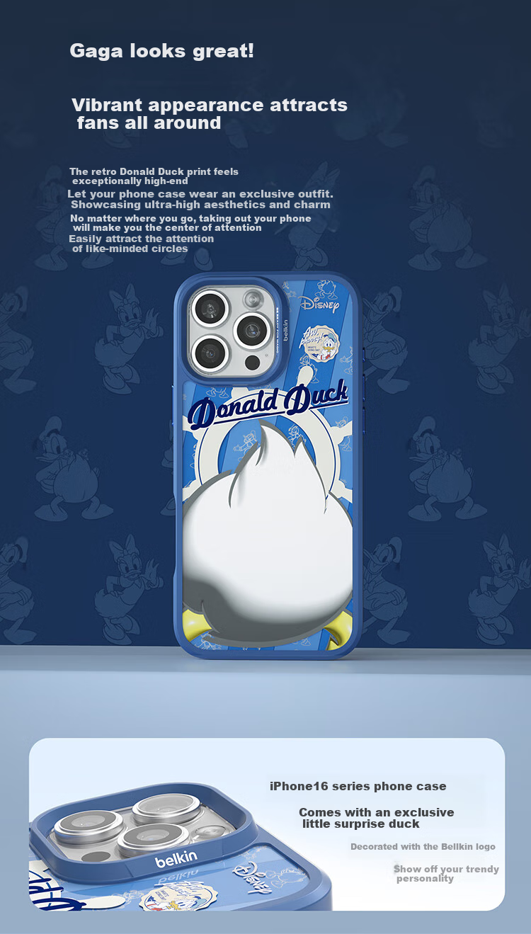 Чехол для iPhone 16 Pro BELKIN Disney Donald Duck Custom Edition, MagSafe, противоударный, TPU, оранжевый