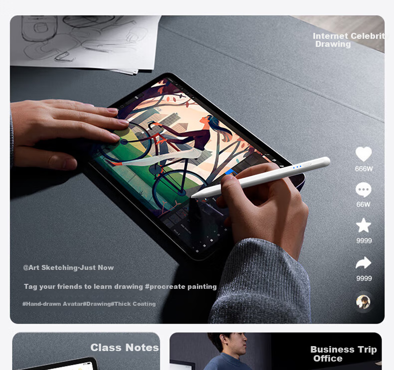 Стилус MUSTTRUE для планшетов Huawei, совместим с M-Pencil третьего поколения, подходит для MatePad 11.5S/Pro 12.2/Air 12, анти-залипание, магнитная зарядка, фиолетовый