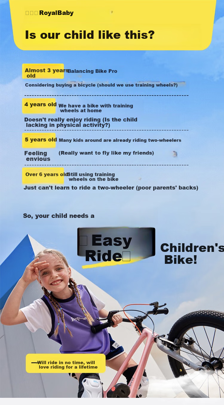 Детский велосипед RoyalBaby Easy-Ride 18 дюймов, желтый