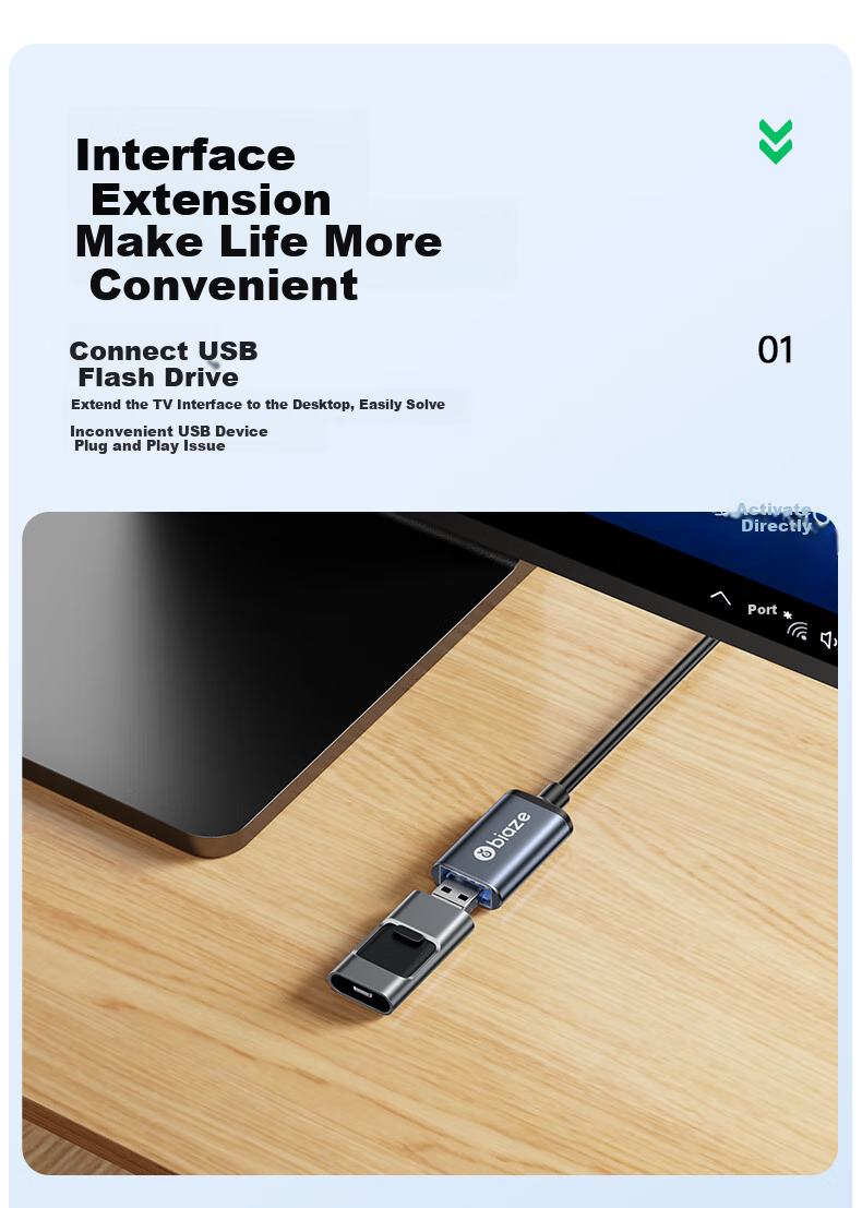 USB-удлинитель BIAZE, 3 метра, USB 3.0, мама-папа, черный