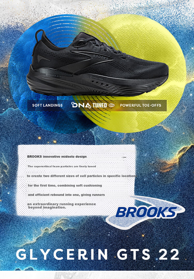 Мужские кроссовки Brooks Glycerin GTS 22 для бега, черные, размер 44.5