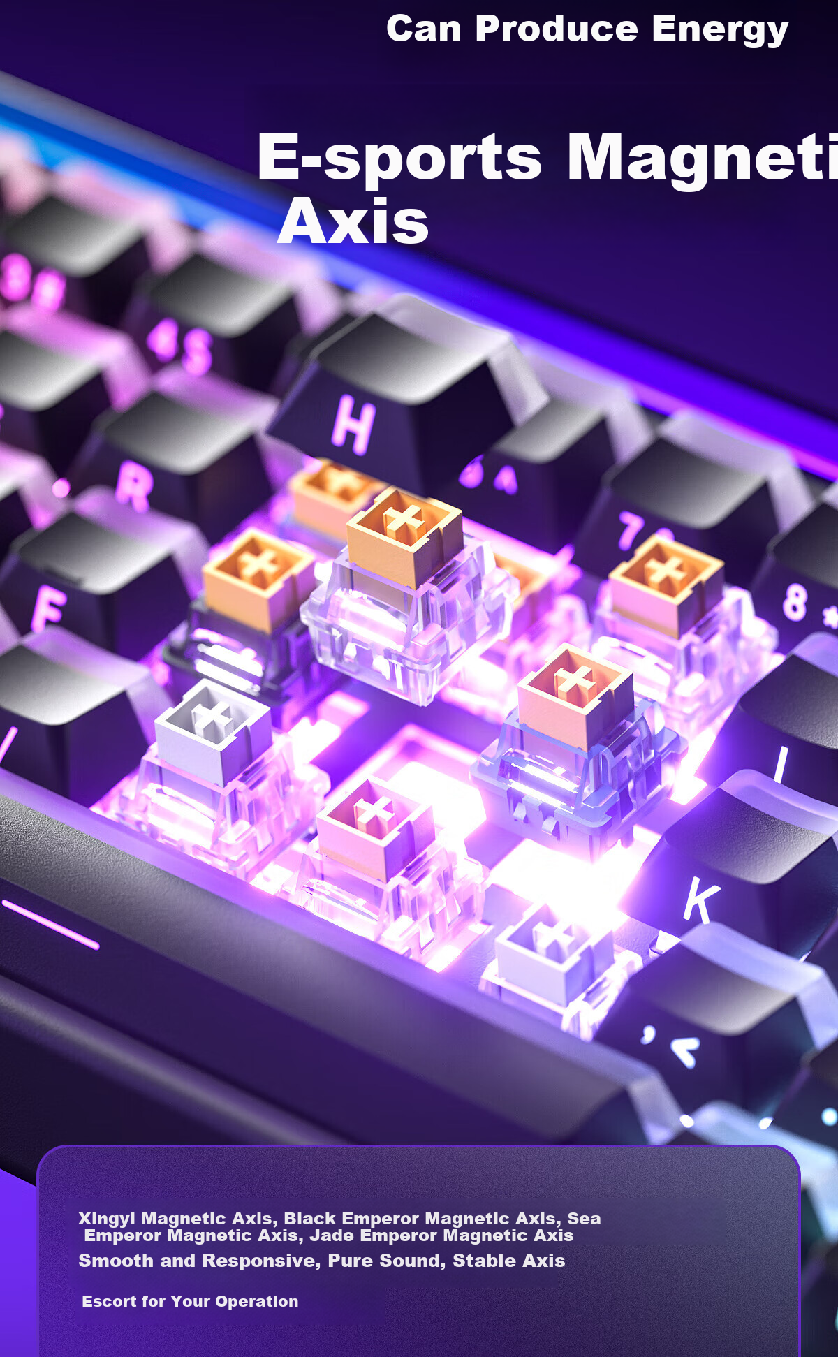 Магнитная механическая клавиатура AULA HERO 68HE, игровая, проводная, RGB подсветка, розовый