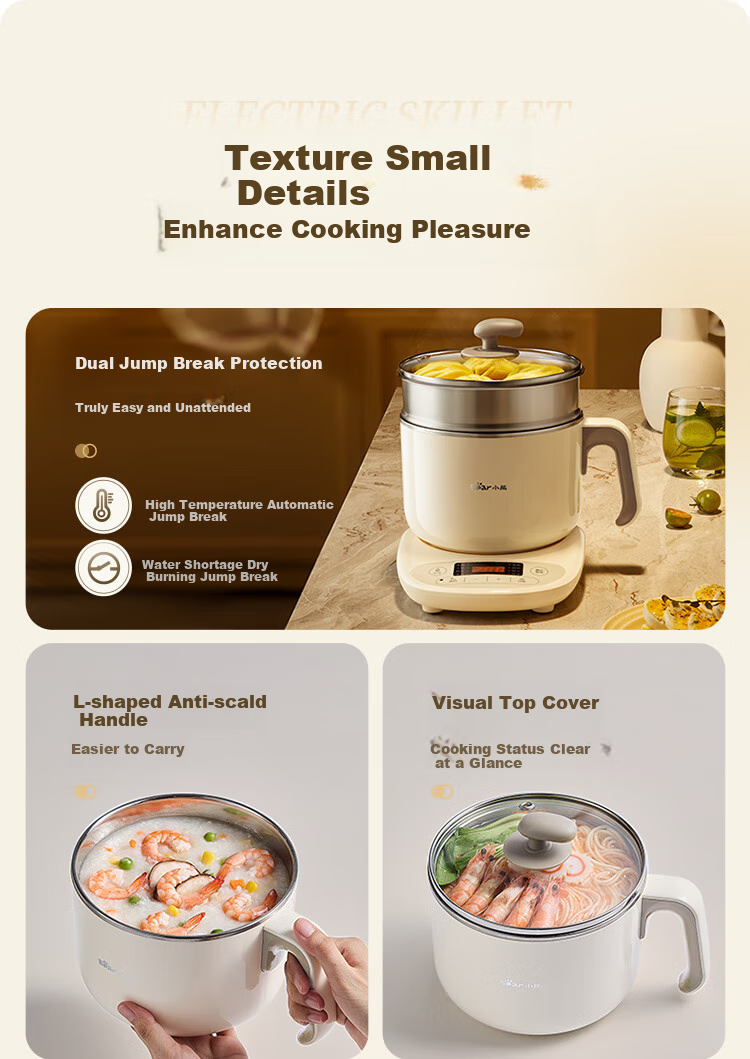 Мультиварка Bear C12N7, 1.6 л, 600 Вт, с функцией пароварки, белая