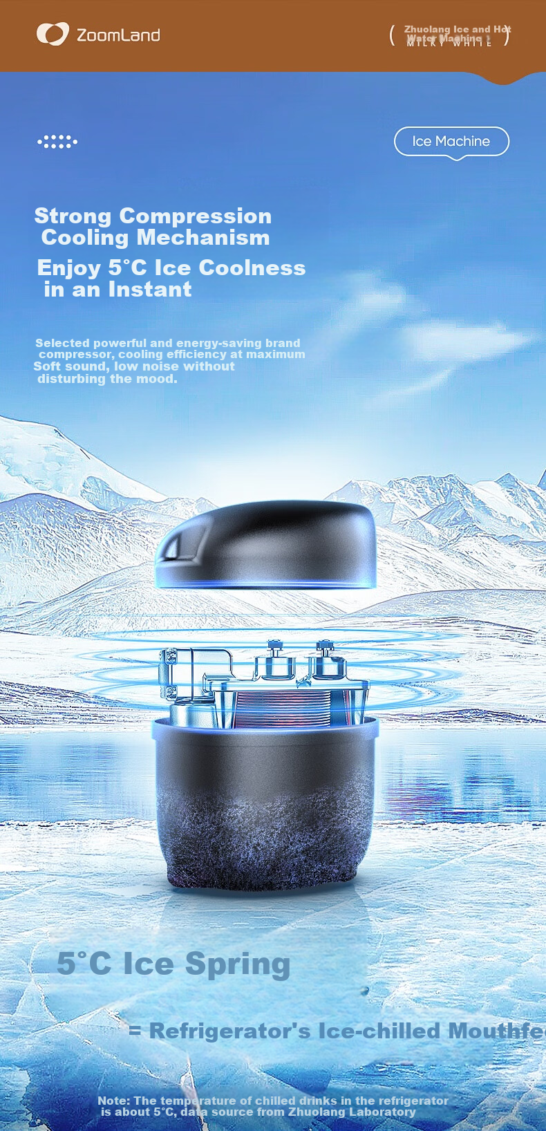 Настольный диспенсер для воды Zhuolang ZL-IH3F с функцией мгновенного нагрева и охлаждения