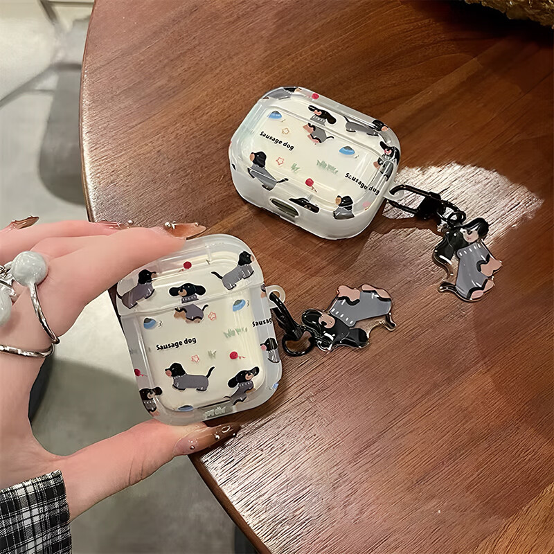 Чехол для AirPods 4 Qiaojiejie с подвеской в виде собаки, защитный чехол для беспроводных наушников Apple Bluetooth, противоскользящий креативный дизайн