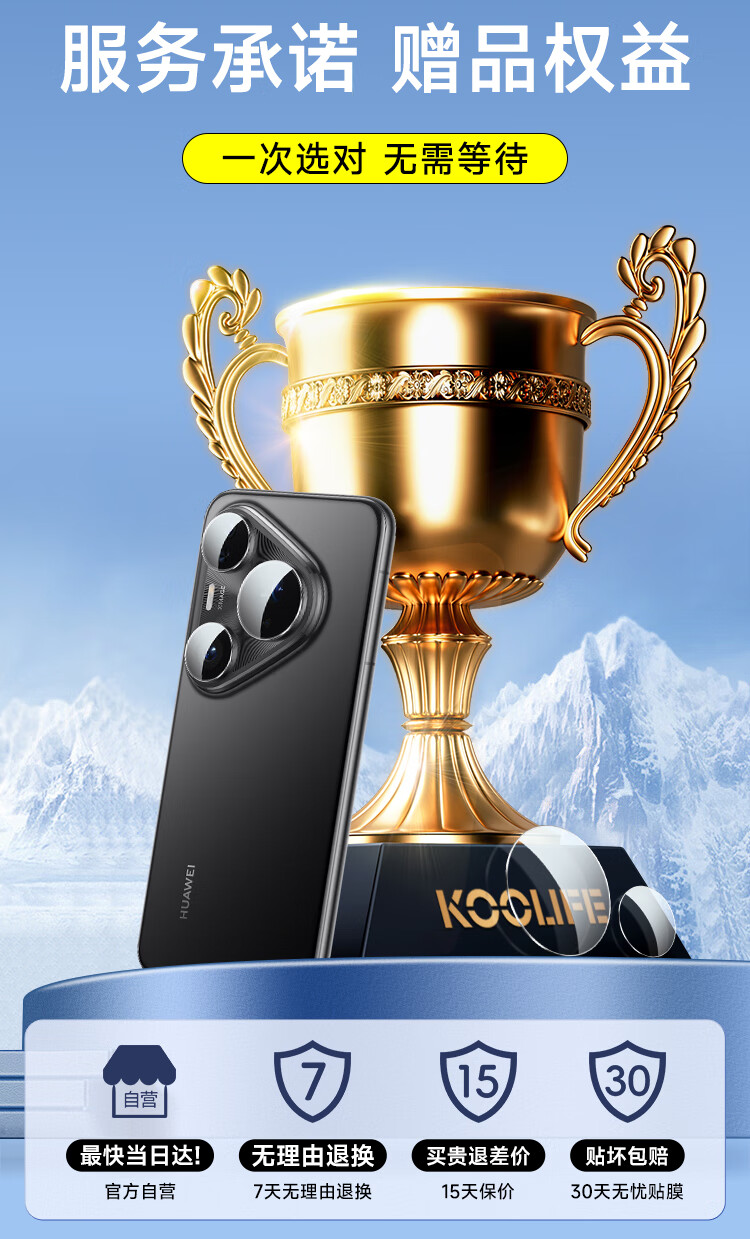 Защитная пленка для задней камеры KOOLIFE для Huawei Pura80 Ultra, ультратонкая, противоударная, устойчивая к царапинам, AR, антибликовая, пыленепроницаемая