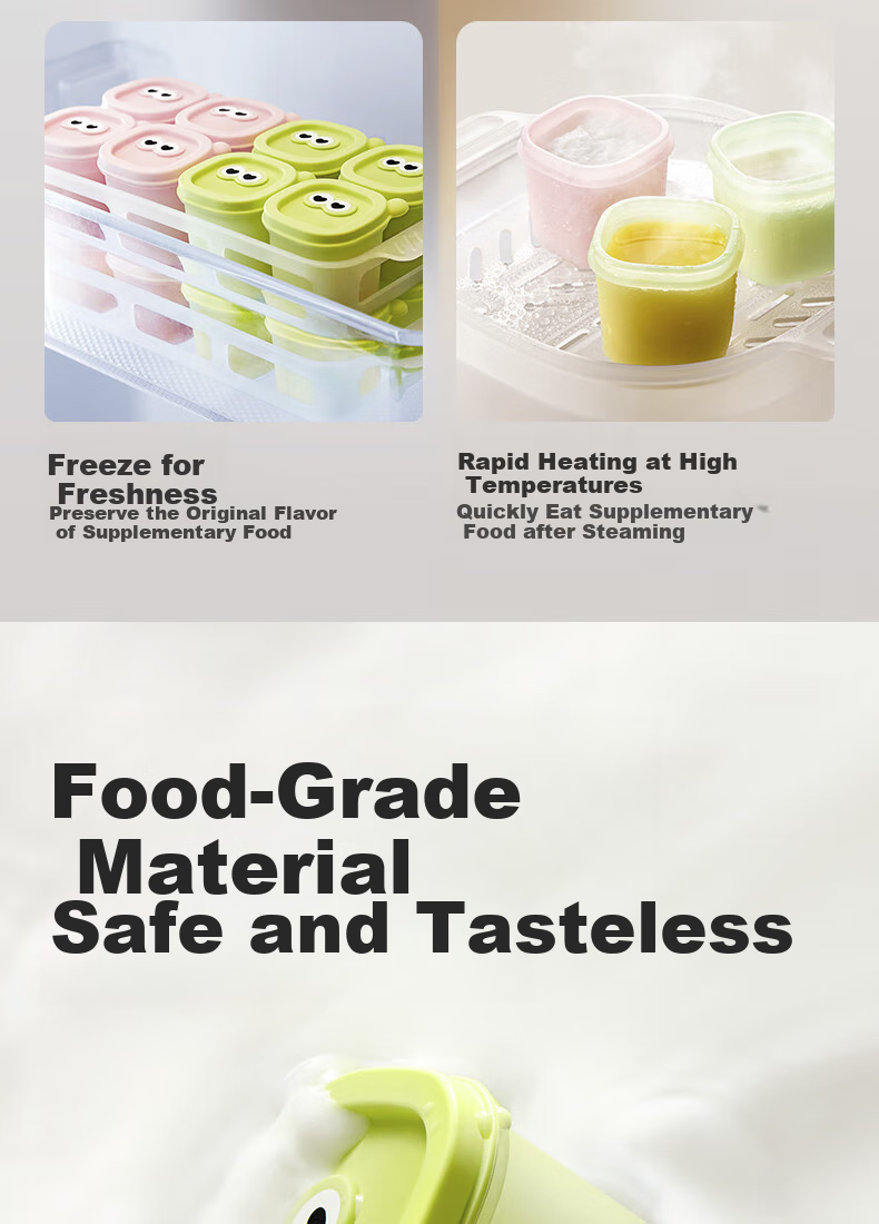 Babycare Контейнер для хранения детского питания, силиконовый, с лотками для заморозки, 8 ячеек, синий + розовый