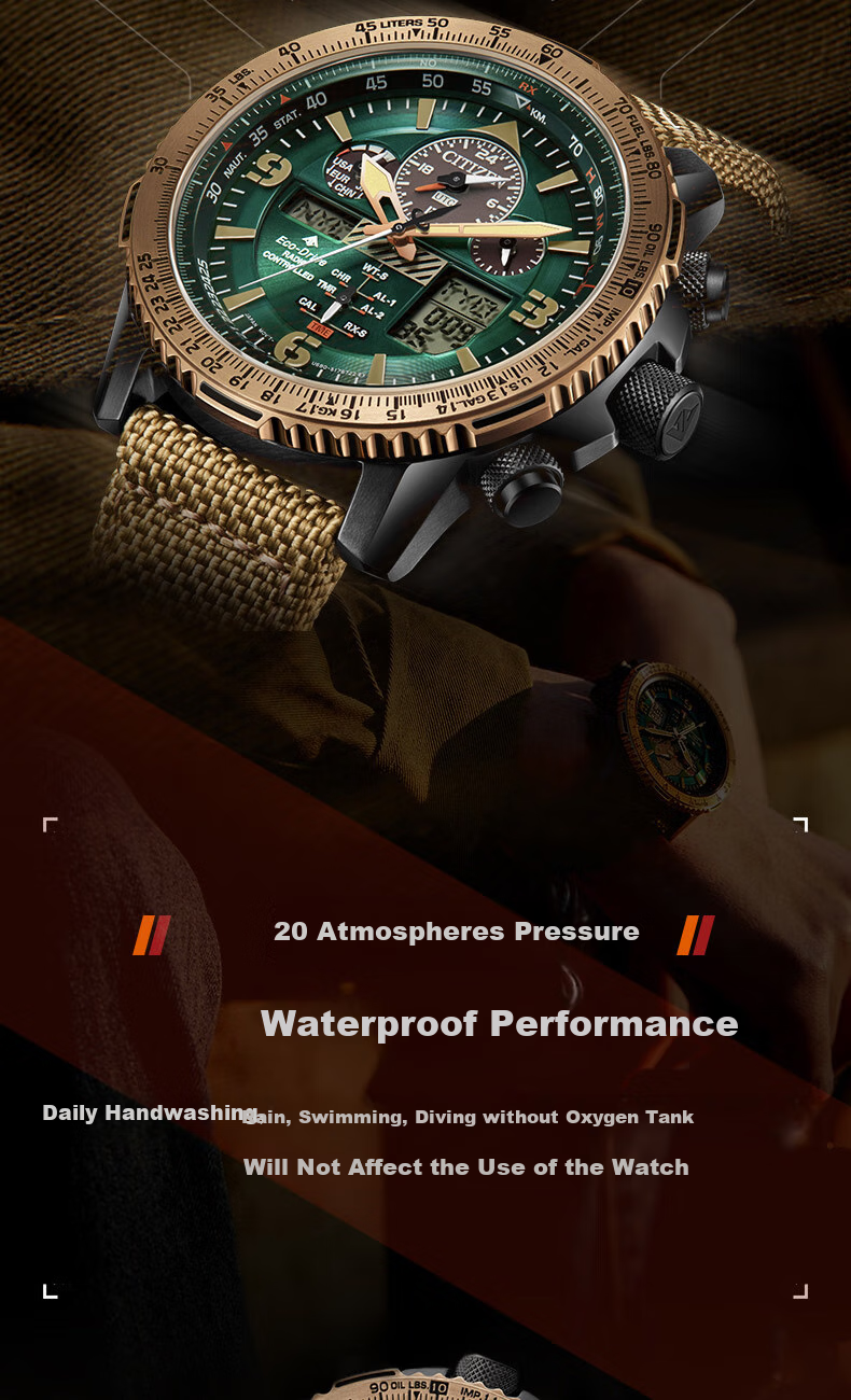 Мужские часы Citizen JY8074-11X, кварцевые, радиоуправляемые, с нейлоновым ремешком, водонепроницаемые до 200 метров
