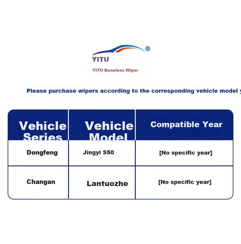Комплект каркасных щеток стеклоочистителя YITU для Dongfeng Jingyi S50/Changan Lantozhe/Qixi Ruihu 7 Plus (2021-2022), 2 шт.
