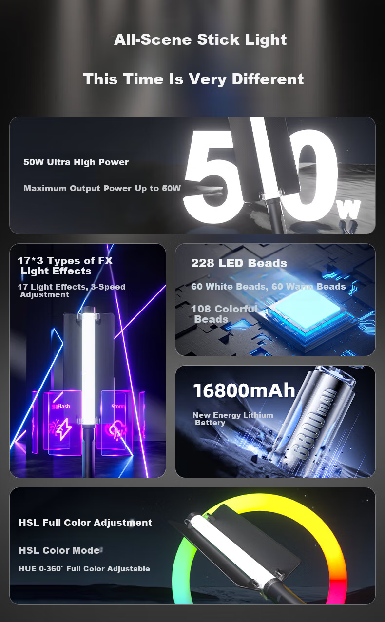 Светодиодная палка LATZZ RGB, портативная, полноцветная, с регулируемой цветовой температурой, для фотографии, прямой трансляции, улучшения красоты, мягкого освещения, наружных ночных сцен, портретной фотографии, атмосферы, видео и освещения камеры