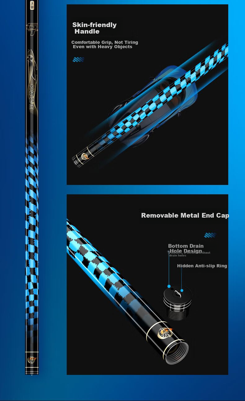 Удилище удочки Woding Large Fish Landing Net Pole, телескопическая сетка для рыбалки, ручка для большой рыбы, 3 м + сетка для большой рыбы с покрытием
