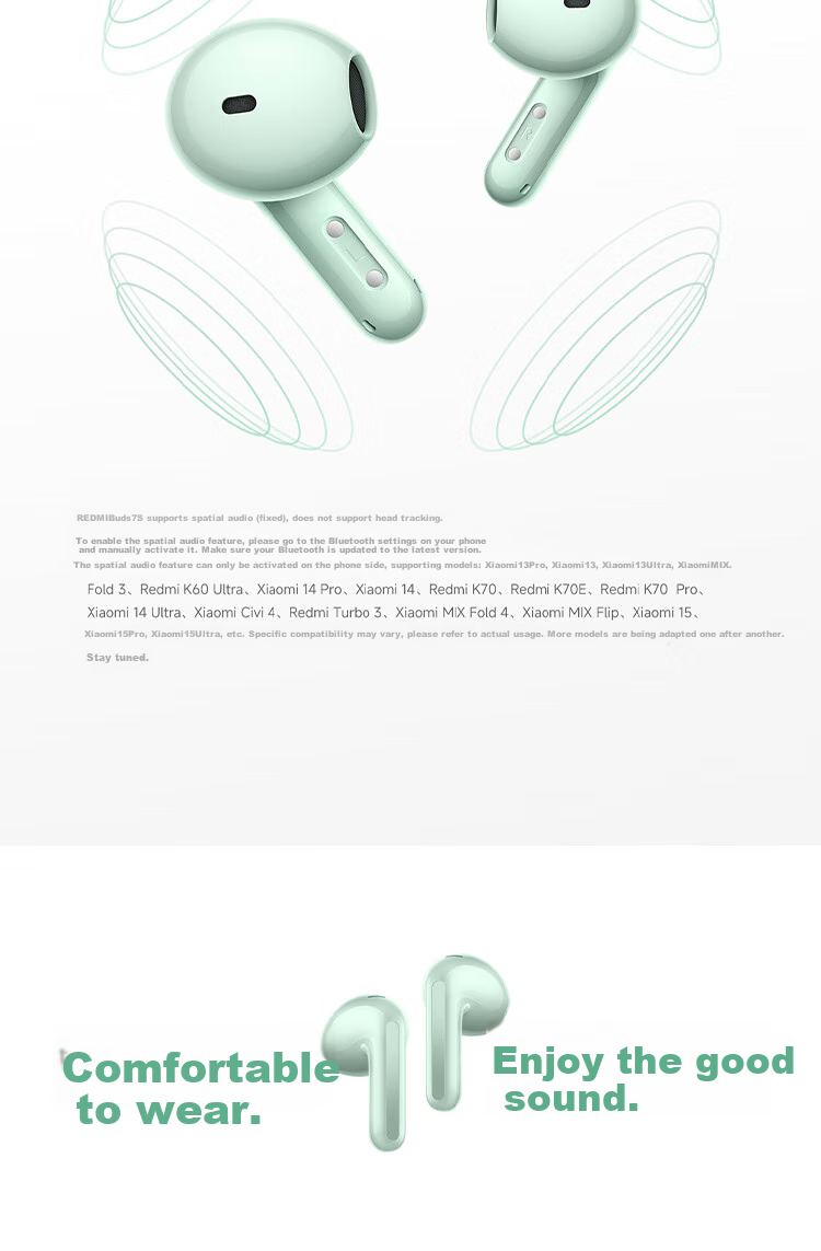 Беспроводные наушники MI Redmi Buds 7S, полувкладыши, с активным шумоподавлением, Bluetooth 5.4, черный
