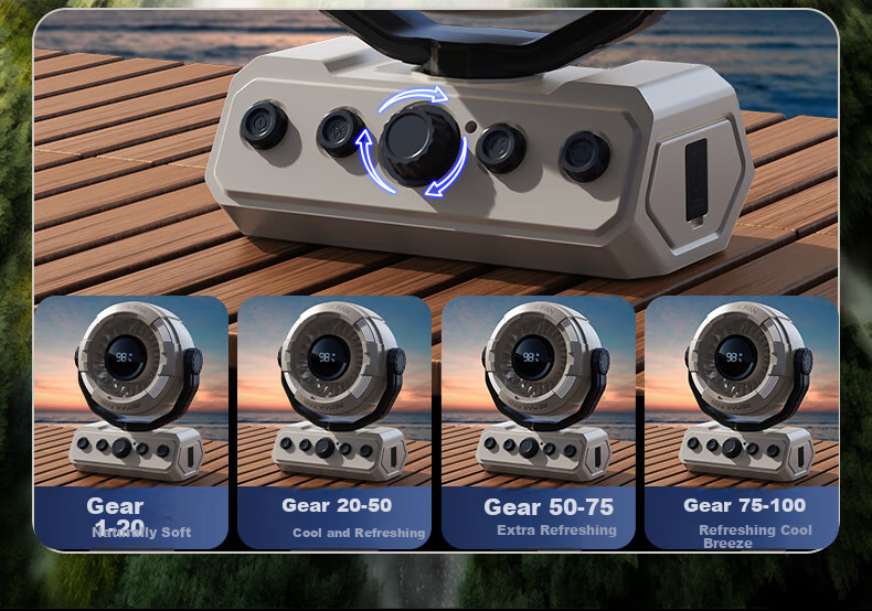 Портативный вентилятор Remax RS-ZF09, 100 скоростей, USB-зарядка, большой аккумулятор 20000 мАч, для кемпинга и улицы, с дистанционным управлением