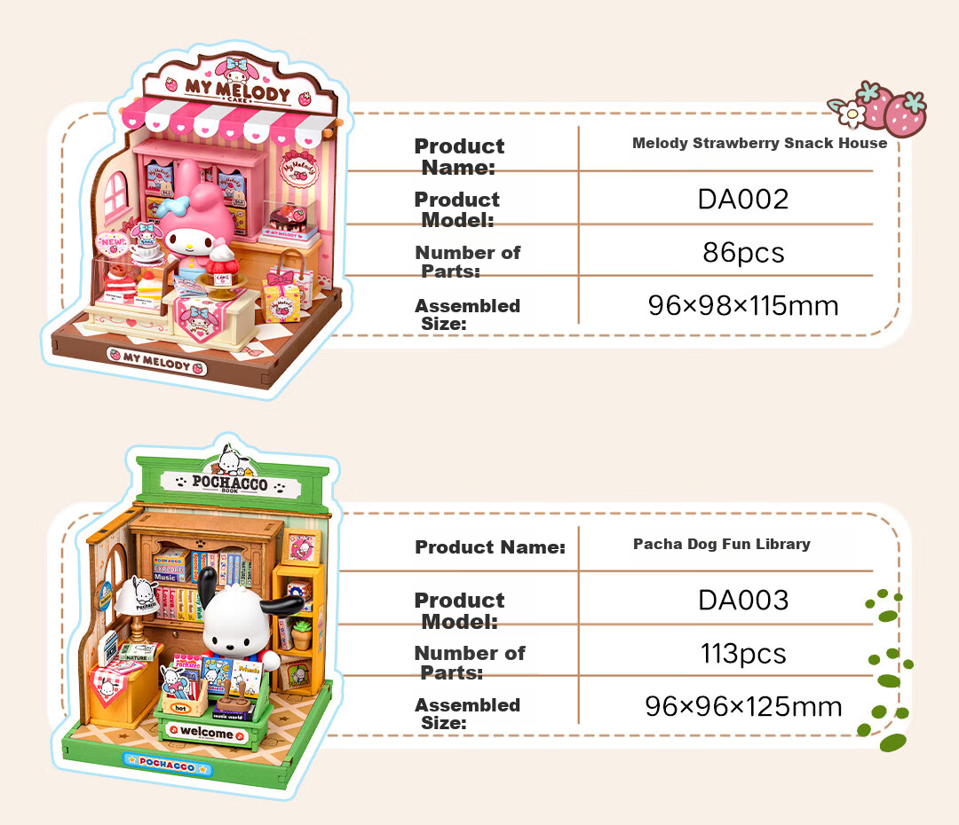 Конструктор Rolife Pac-Man Sanrio DIY Dollhouse Building Blocks Toy, Подарок на День Рождения, День Святого Валентина, Новый год