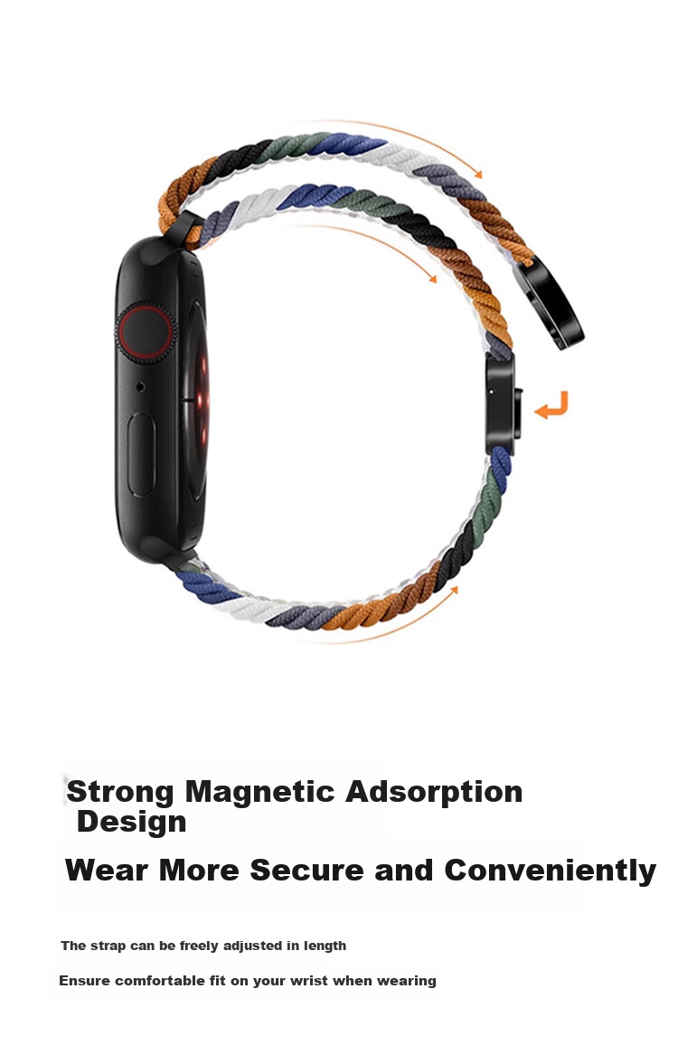 Ремешок MSSM для Apple Watch Series 11/10/9/SE3/Ultra3, нейлоновый, с магнитной застежкой, Космический серый, 38/40/41/42 мм