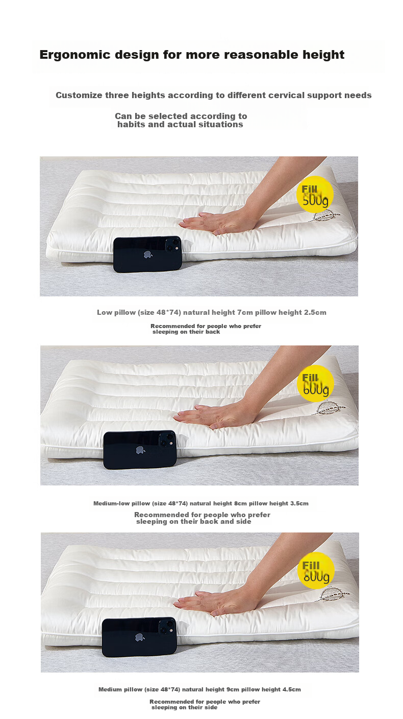 Подушка I-WILL Silk Pillow, ультрамягкая, комфортная, с наполнителем из хлопкового композитного волокна, одна подушка для одного человека, 48*74 см
