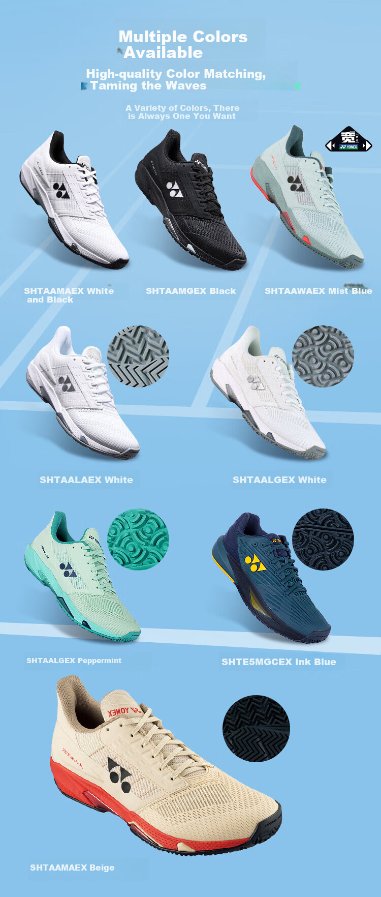 Кроссовки YONEX для тенниса, дышащие, с амортизацией, нескользящие, износостойкие, SHTAALGEX, белые, размер 37