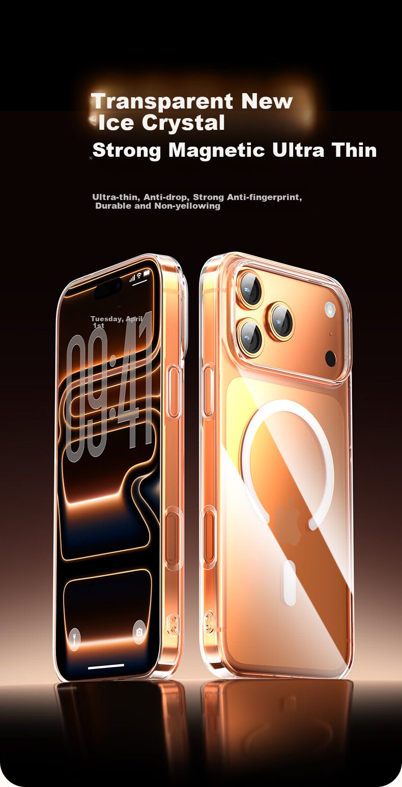 Чехол LLUNC для iPhone 17 Pro Max, прозрачный, ультратонкий, с MagSafe, защита от пожелтения