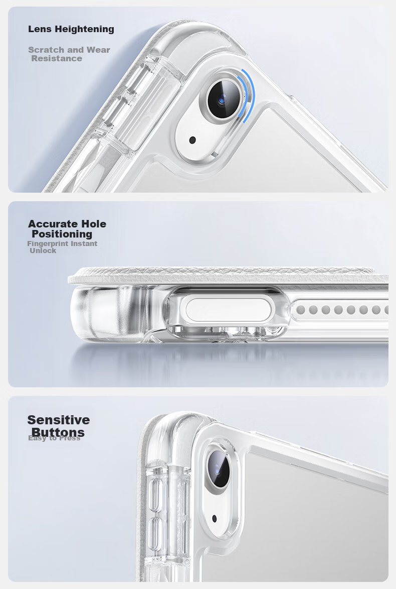Чехол для iPad Air 7/6 Shanmo, 11 дюймов, M3 чип, прозрачный акриловый, черный