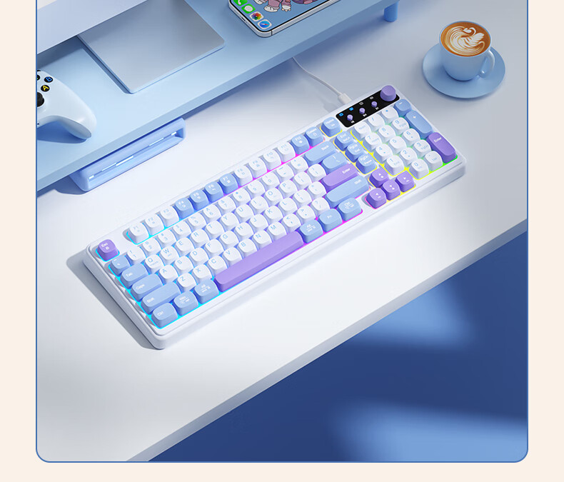 Механическая клавиатура BOW K520BU с подсветкой, проводная, для игр и офиса, молочно-кофейный цвет