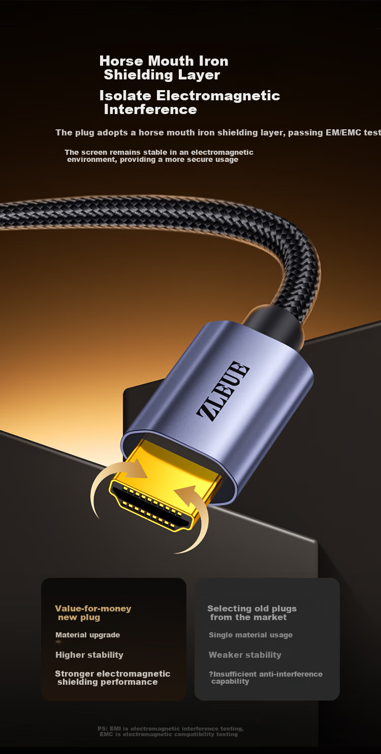 Кабель ZLEEE HDMI 2.1 8K 60Hz 4K 240Hz, 3 метра, черный