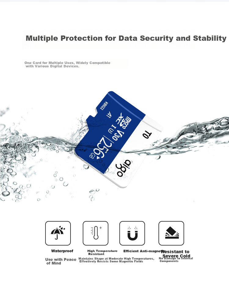 Карта памяти Aigo T0, 256 ГБ, TF (MicroSD), U3, V30, 4K, для видеорегистратора, камеры наблюдения, телефона, планшета, игровой консоли