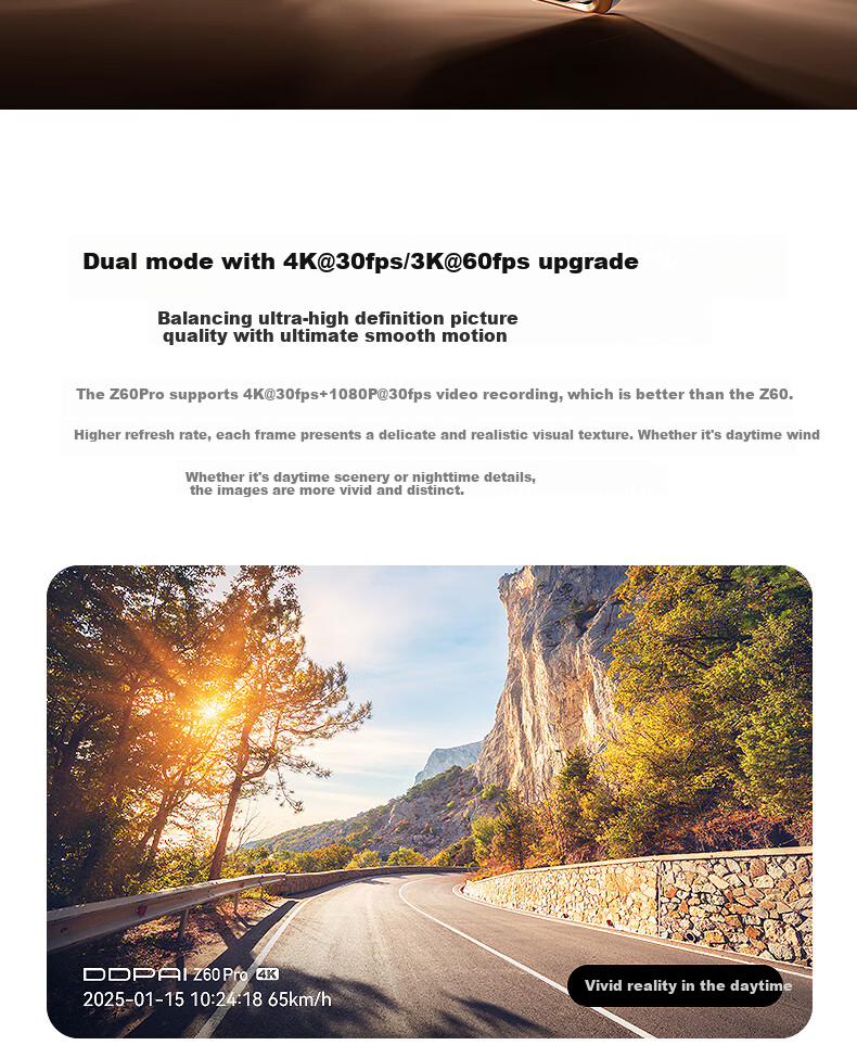 Видеорегистратор DDPAI Z60Pro, 4K, 2 камеры, Sony IMX678, GPS, Wi-Fi, 32 ГБ