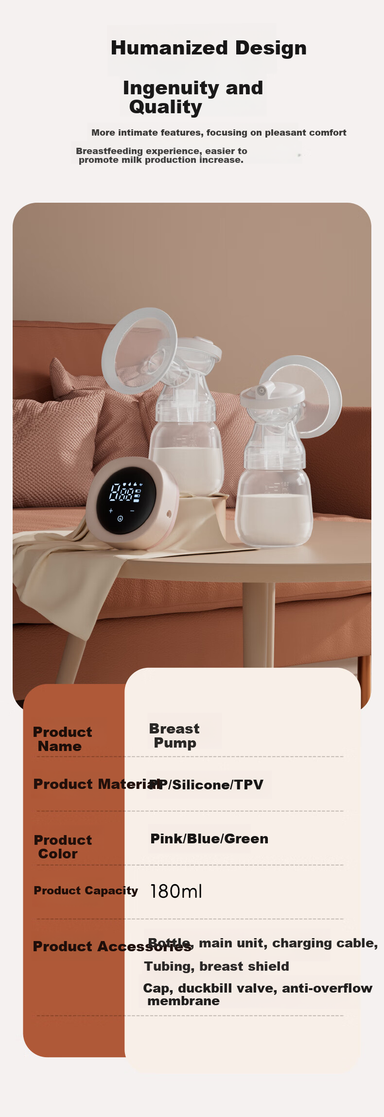 Молокоотсос Missbaby, электрический, портативный, двойной, с переменной частотой, для беременных, бесшумный, мощное всасывание