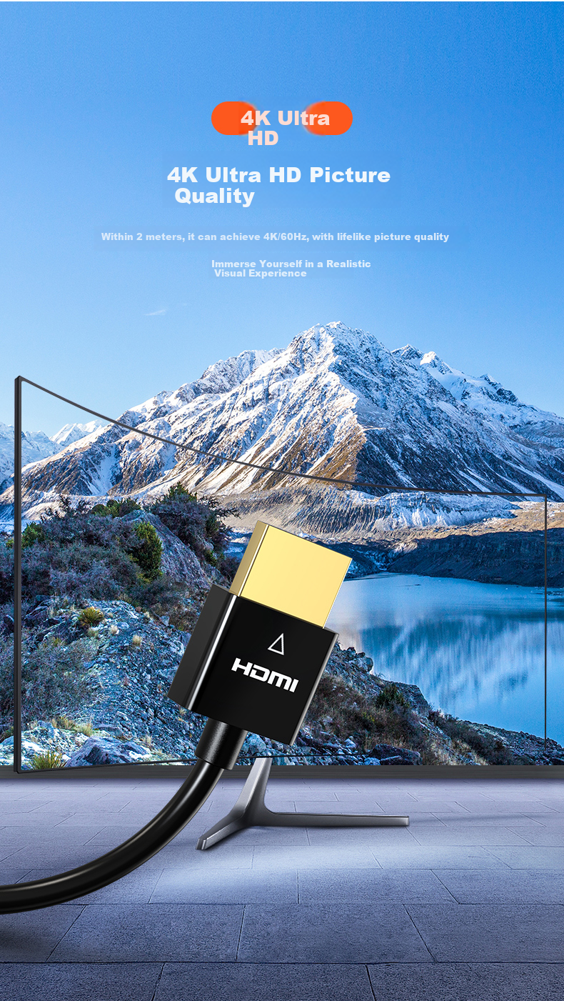 Кабель BIAZE HDMI версии 2.0, 4K, 1080P60Hz, для настольных ПК, ноутбуков, телевизоров, мониторов, тонкий гибкий кабель, 10 метров