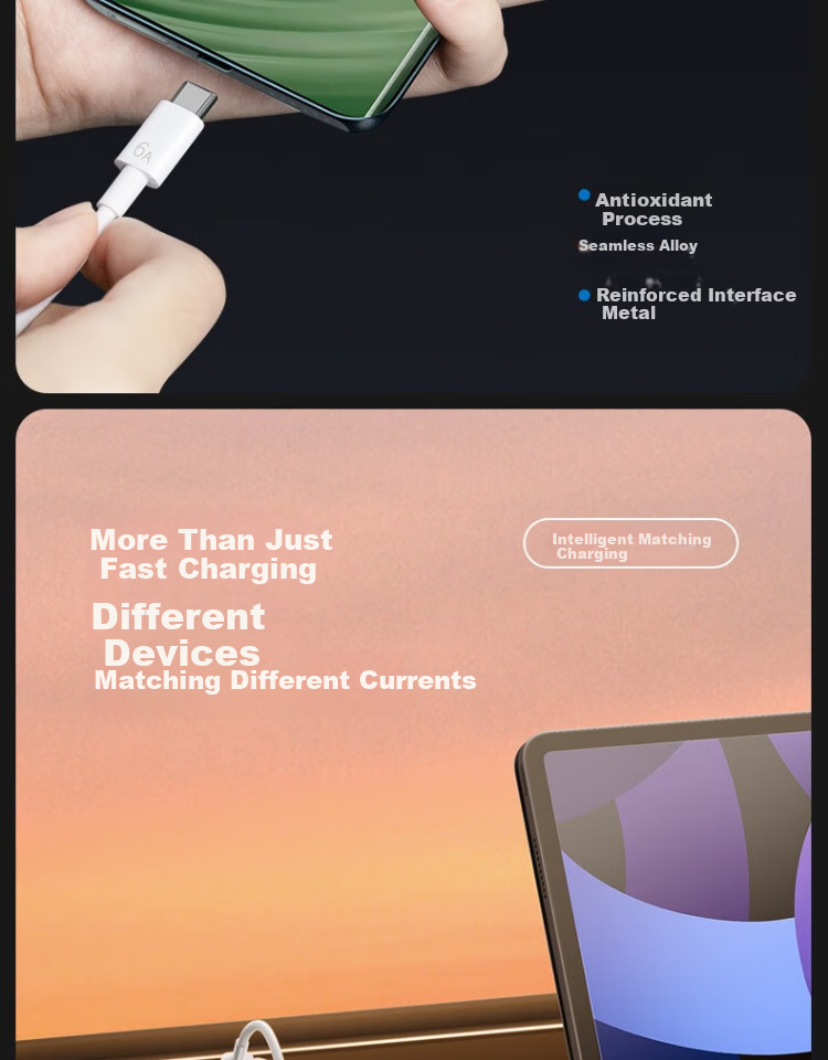 Кабель Nengshi Type-C, 6A, 100W, быстрая зарядка для Huawei, Honor, OPPO, Xiaomi, Android, 1 метр, белый