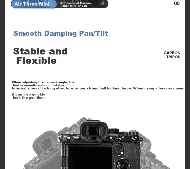Штатив Fotopro Air Three Mini, портативный, из углеродного волокна, с зажимом для телефона