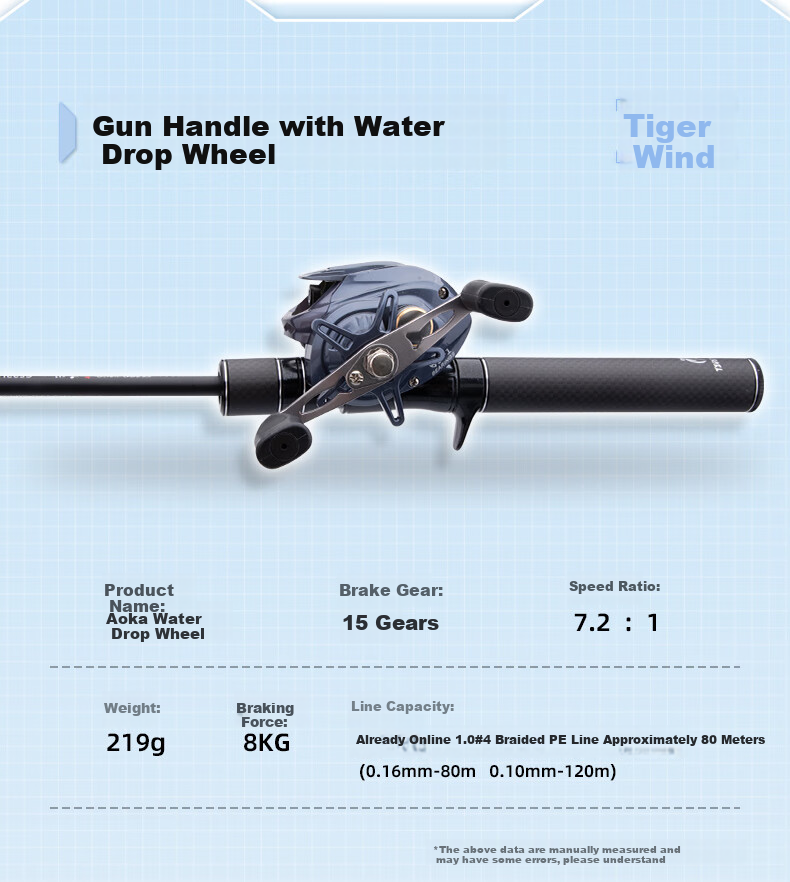 Спиннинговый набор Taigek Ultra-Short Micro Telescopic Lure Rod Portable Travel Multi-Section Fishing Rod 1.56m Gun Handle Right-Hand Water Drop Reel Set
