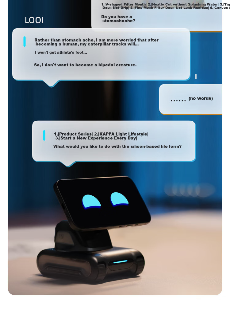 LOOIROBOT LOOI Робот-компаньон, большая языковая модель DeepSeek, голосовой диалог на китайском и английском, визуальное распознавание, беспроводная зарядка MagSafe, робот-компаньон с ИИ [Космический черный]