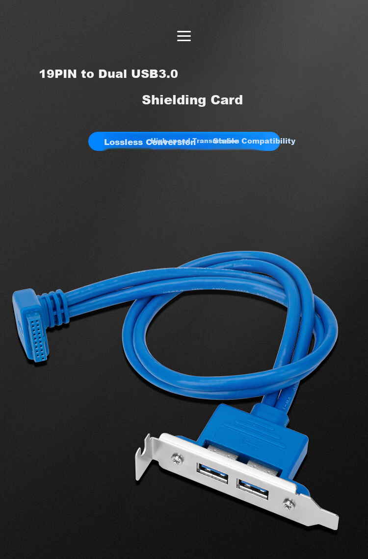 Кабель-удлинитель MOGE 19-Pin 90-градусный к двойному порту SUB3.0, адаптер USB с задней полувысокой полкой, MC8237