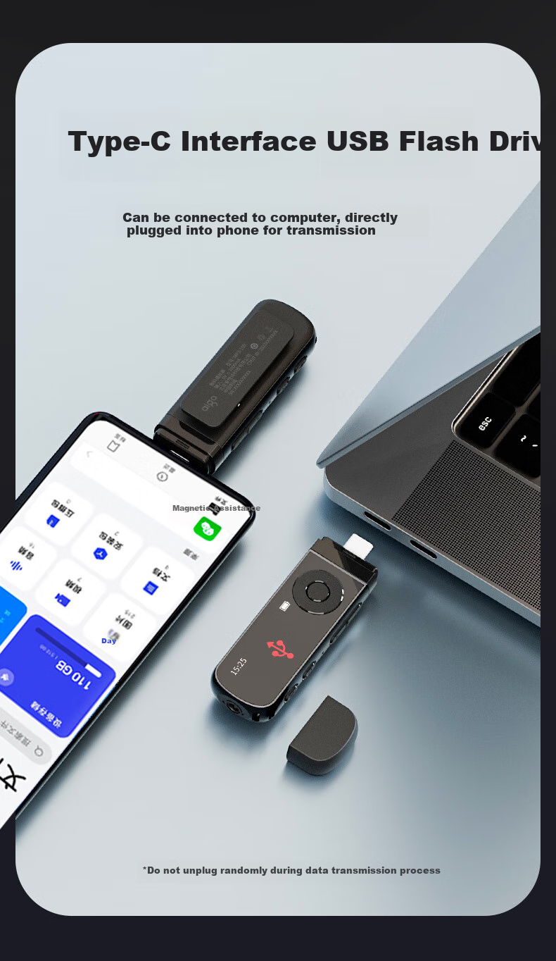 Портативный MP3-плеер Aigo MP3-100, 128 ГБ, Bluetooth, для студентов, для обучения английскому языку, для спорта, с функцией записи, в стиле USB-флешки с портом USB-C