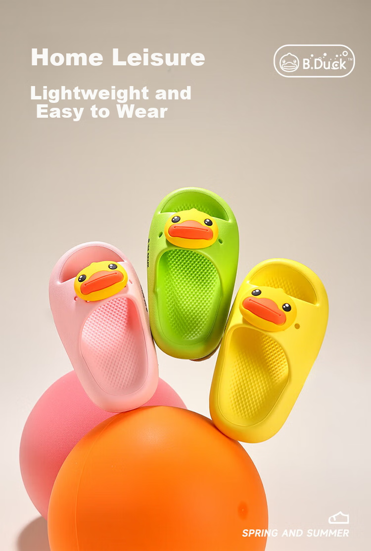 Детские шлепанцы B.Duck, домашняя обувь для мальчиков и девочек, милые сандалии с одной пряжкой, зеленые, размер 31