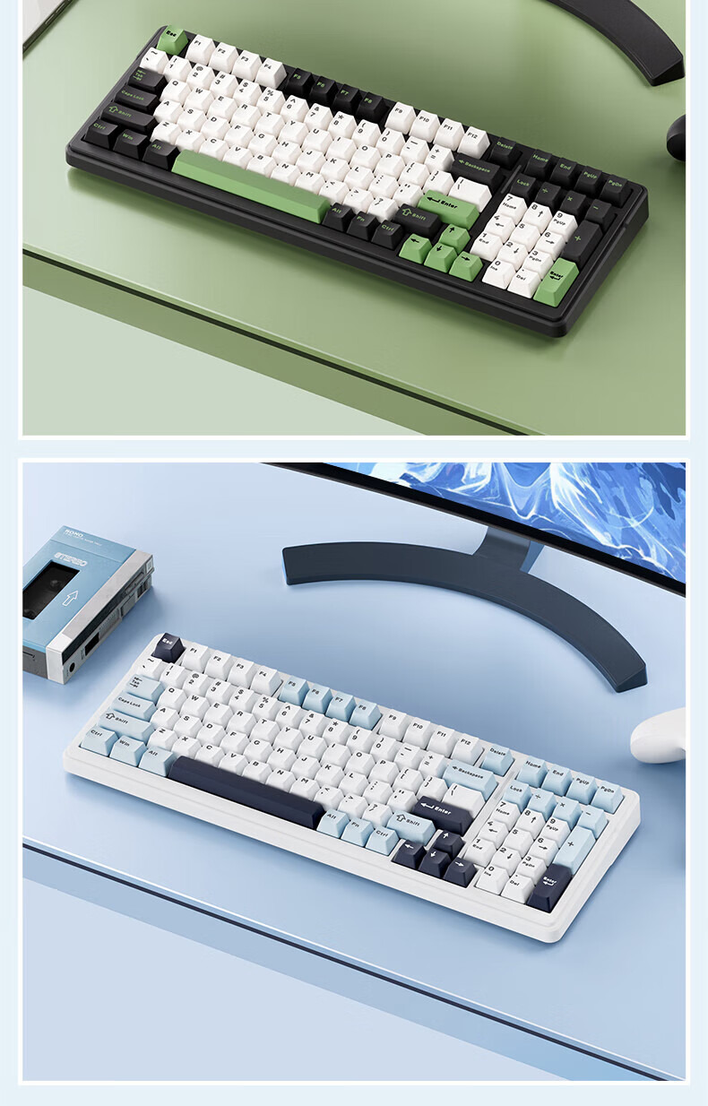 AULA F99 Custom Mechanical Keyboard с Gasket Structure, 98 клавиш, проводной/Bluetooth/беспроводной, RGB подсветка, горячая замена, для офиса и игр