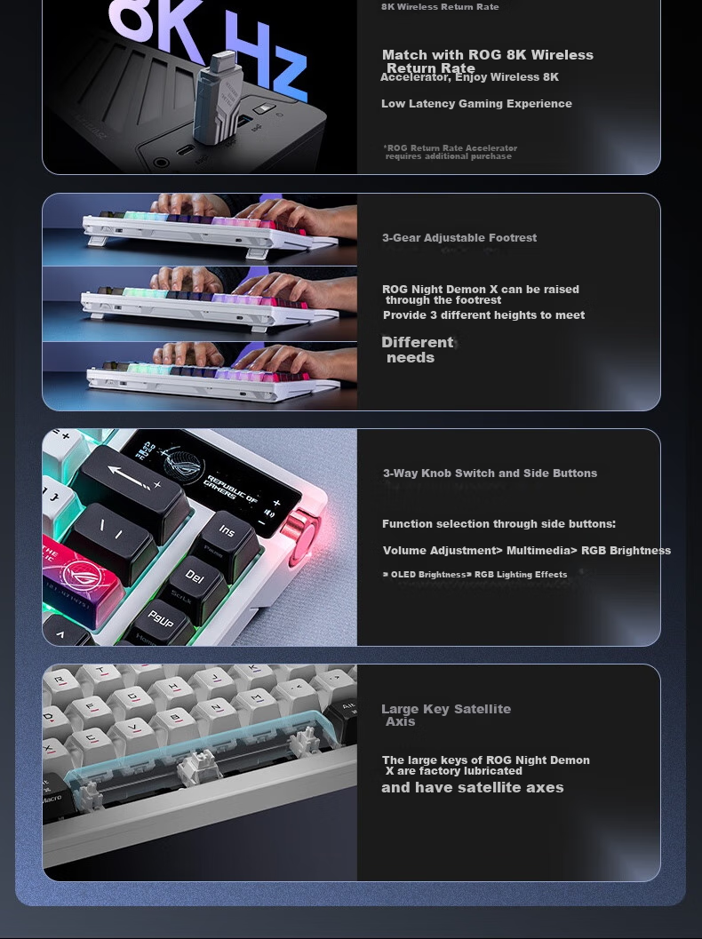 Механическая игровая клавиатура ROG Yemo X, беспроводная, с RGB-подсветкой, 75 клавиш, горячая замена, белый