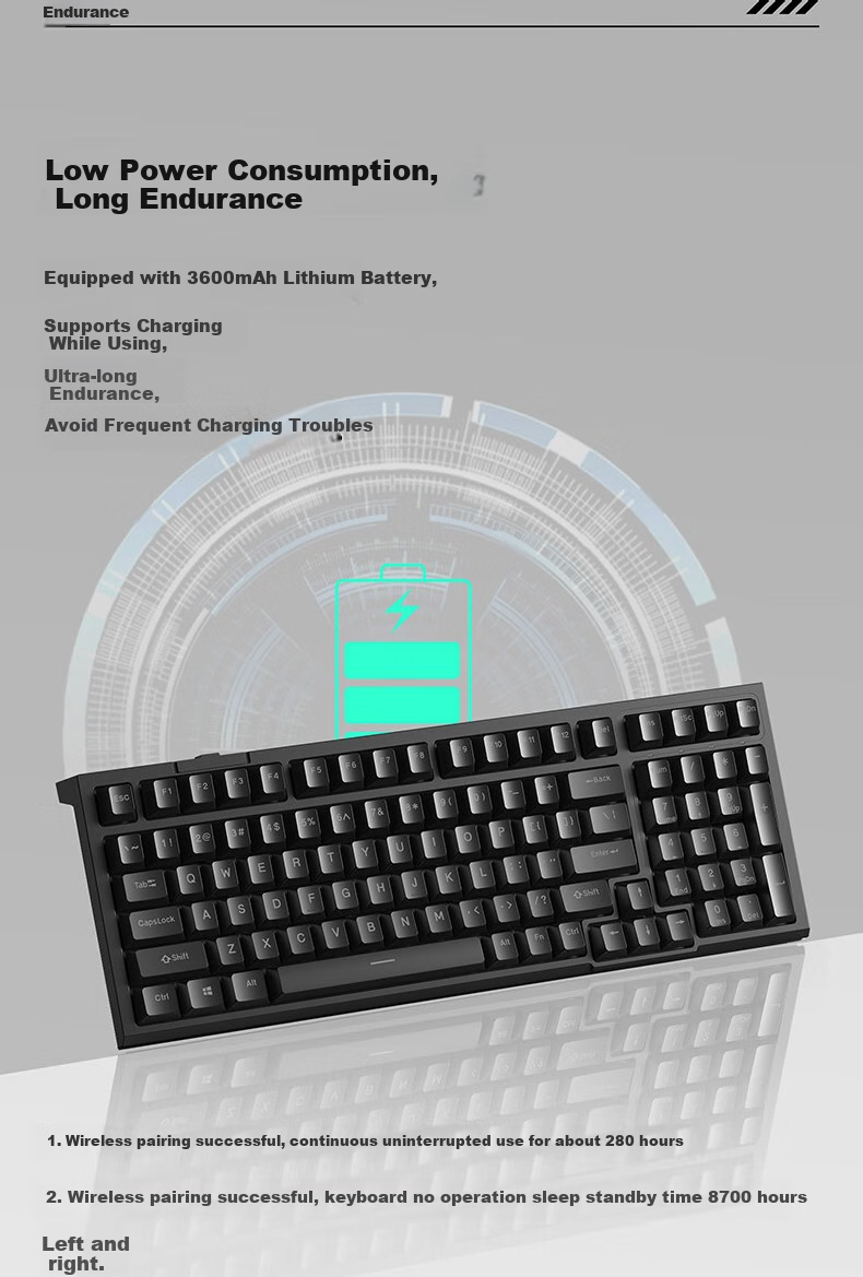 RK R98 Tri-Mode Mechanical Keyboard, Wireless And Wired, Bluetooth Compatible, 99 Keys, for Computer Office Use, Quiet Switches, Gaming-Friendly, Full N-Key Rollover, Long Battery Life, Non-Luminous ABS Keycaps, White, Light Feather Switches