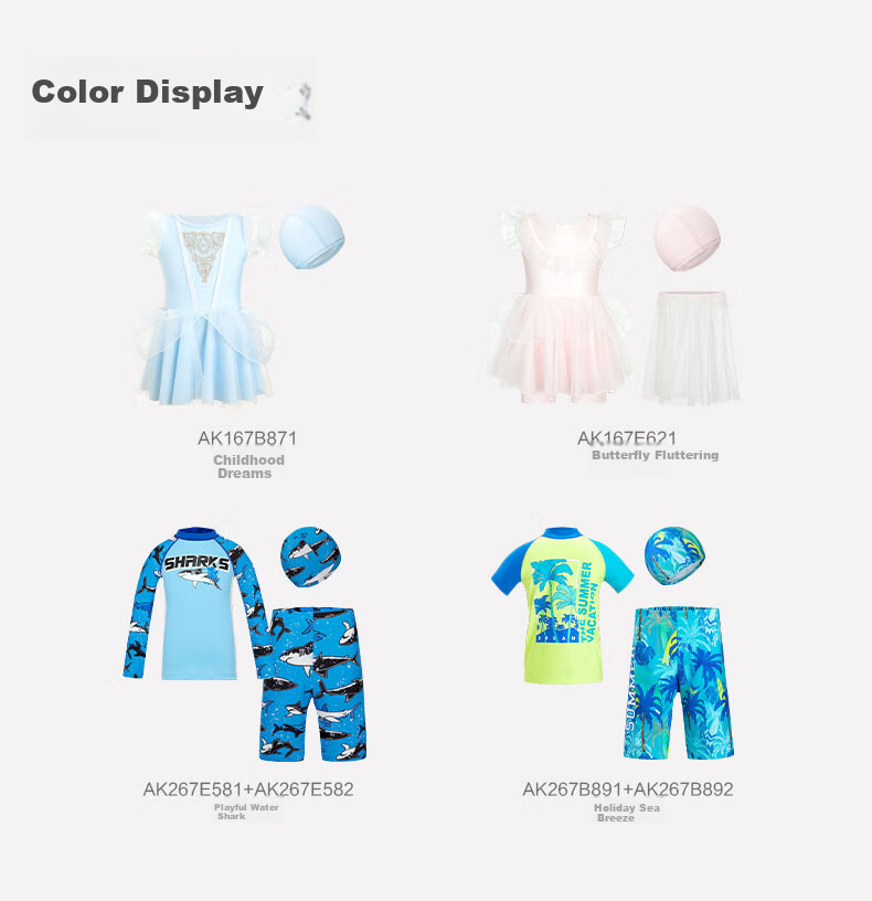 Детский купальник AIMER KIDS, цельный, с защитой от хлора, для пляжа и бассейна, дизайн "Акула", с шапочкой, размер 130