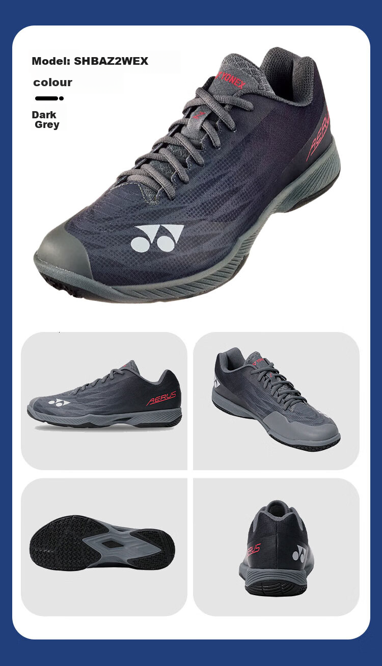 Кроссовки для бадминтона YONEX SHBAZ2WEX, мужские, широкие, темно-серые, размер 37
