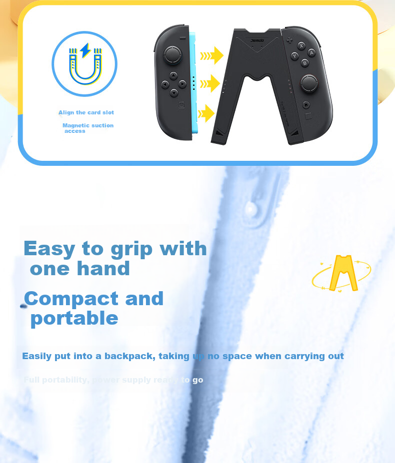 Зарядная рукоятка Jemdo для Nintendo Switch 2, аксессуар для контроллера Joy-Con, черная