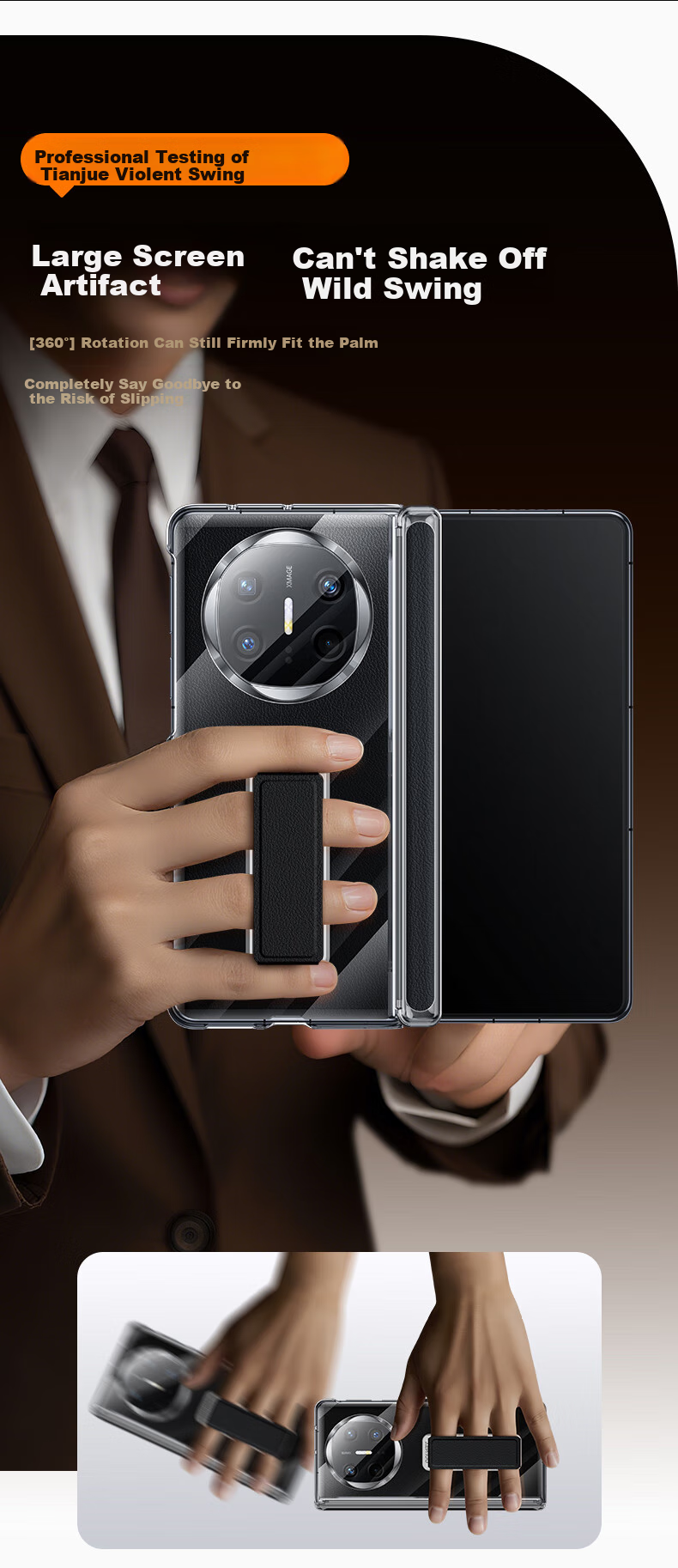 Чехол для Huawei Mate X6 Tianjue, защитный, противоударный, прозрачный, из натуральной кожи, ультратонкий, с магнитом